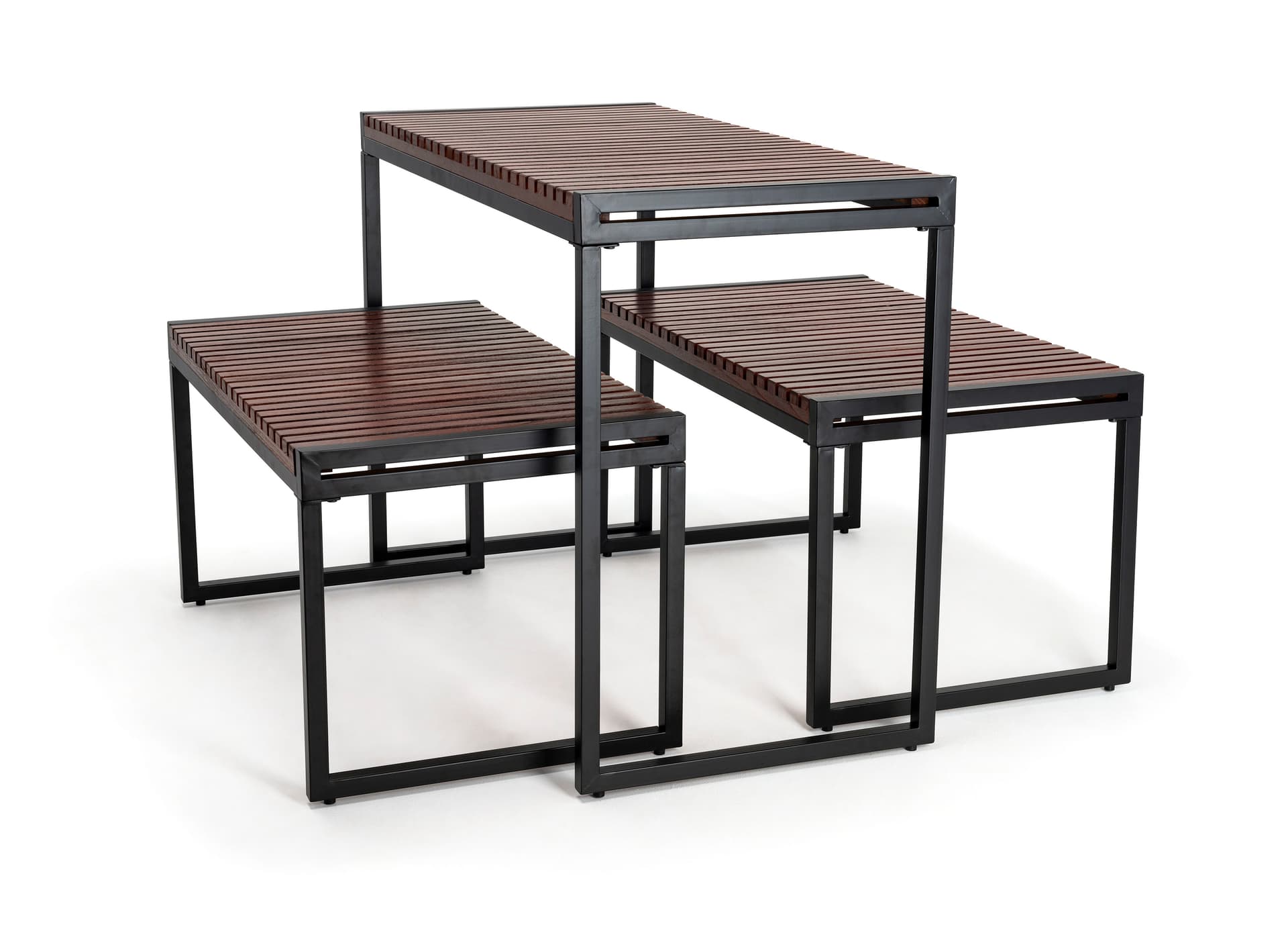 3-Piece rustic nesting table with rich dark brown finish