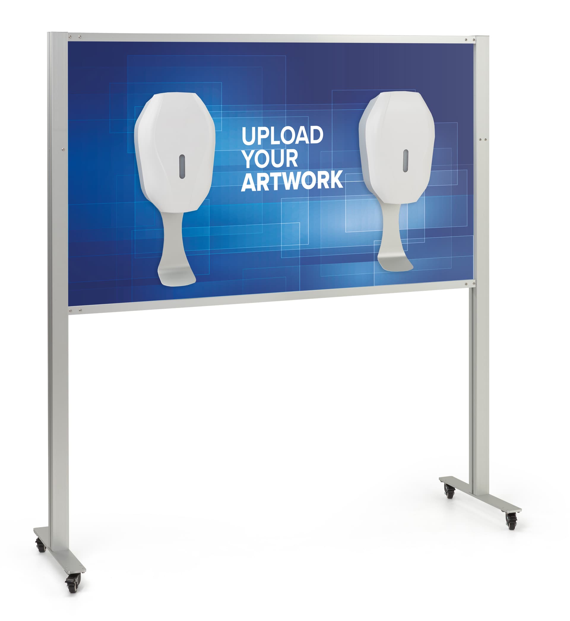 Multi-dispenser sanitizer stand with graphics on styrene substrate