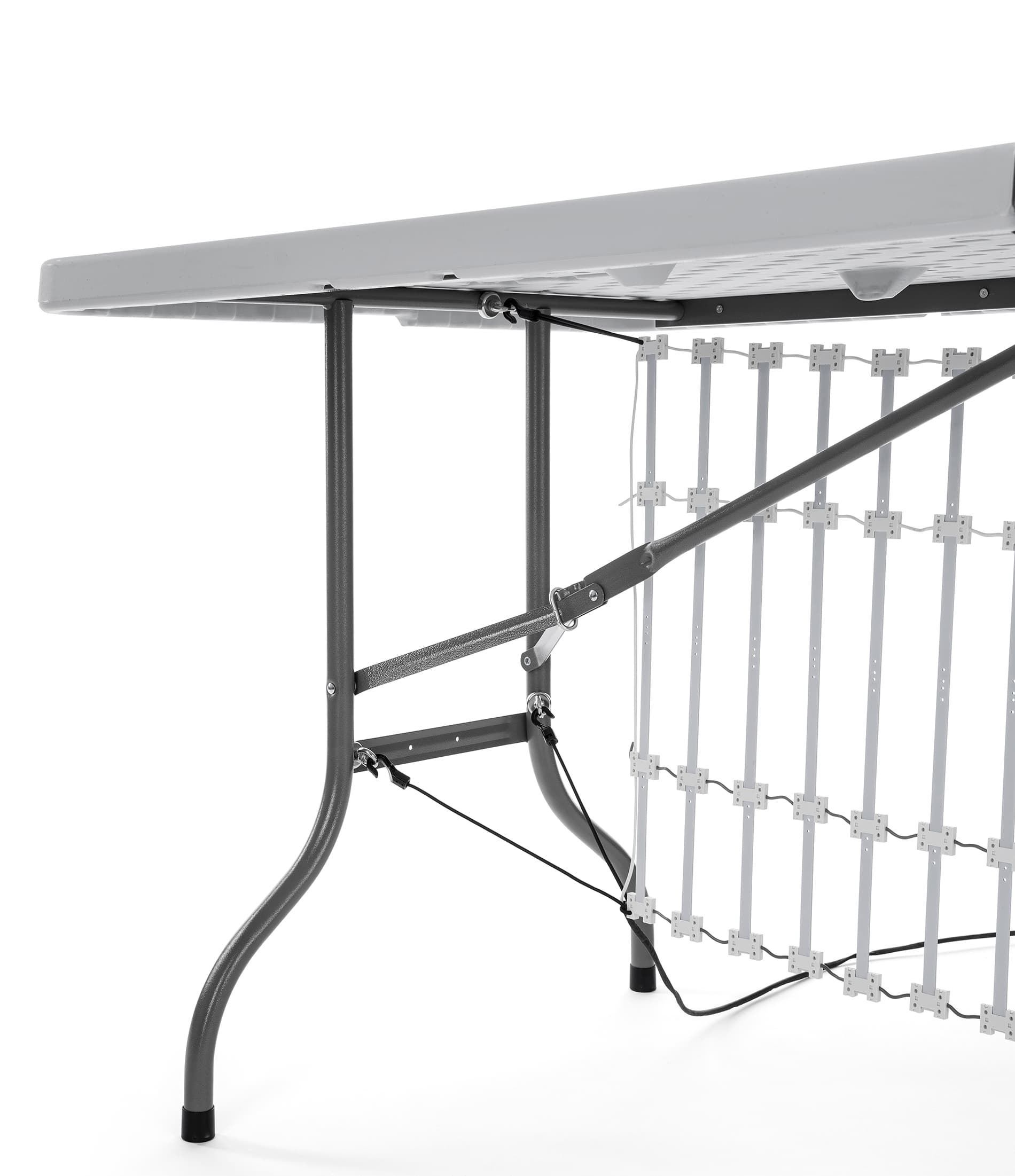 6 Foot backlit custom scrim cover and table set with magnetic hooks and bungee attachments