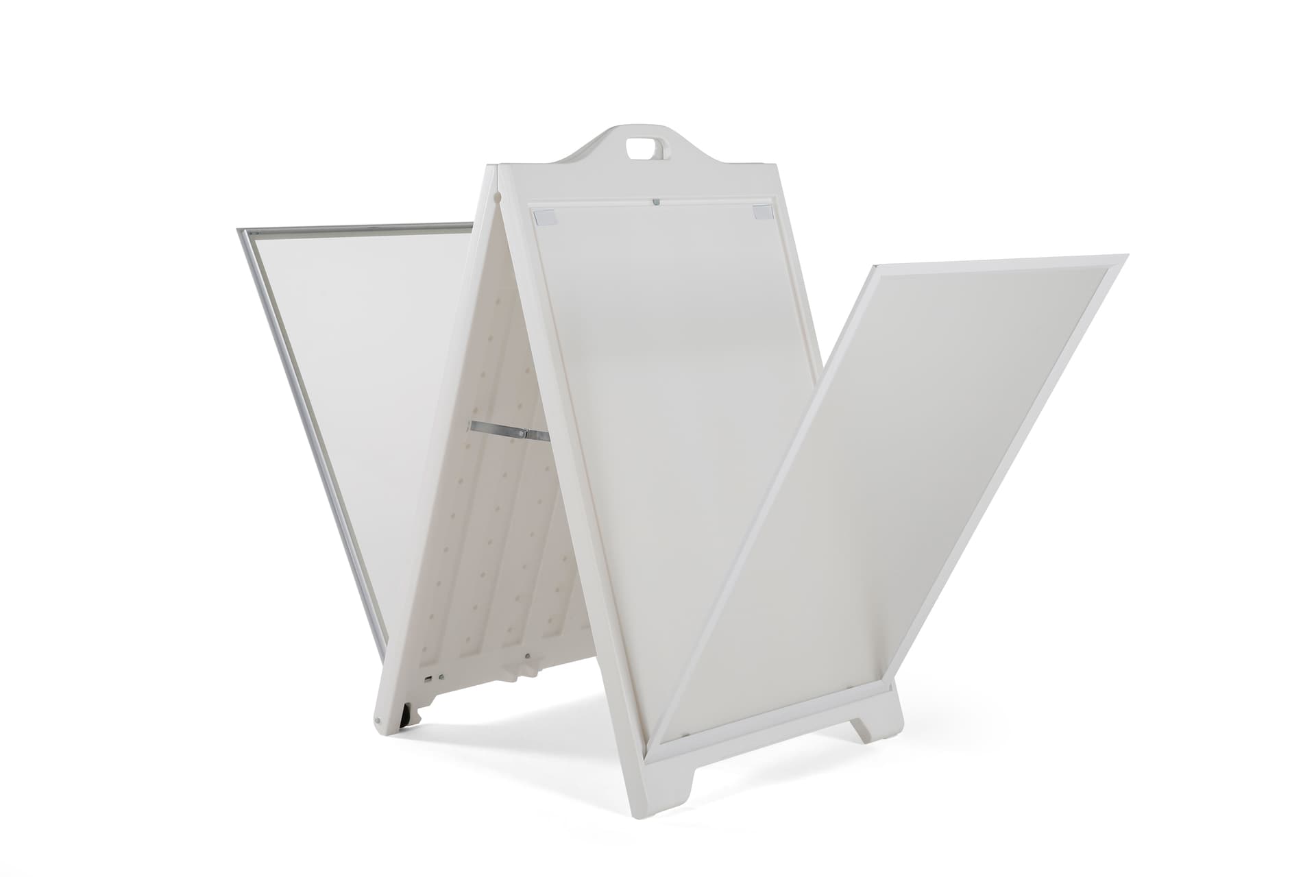 A-Frame Sidewalk Sign Holder features two anti-glare poster covers to help protect your signage against the elements