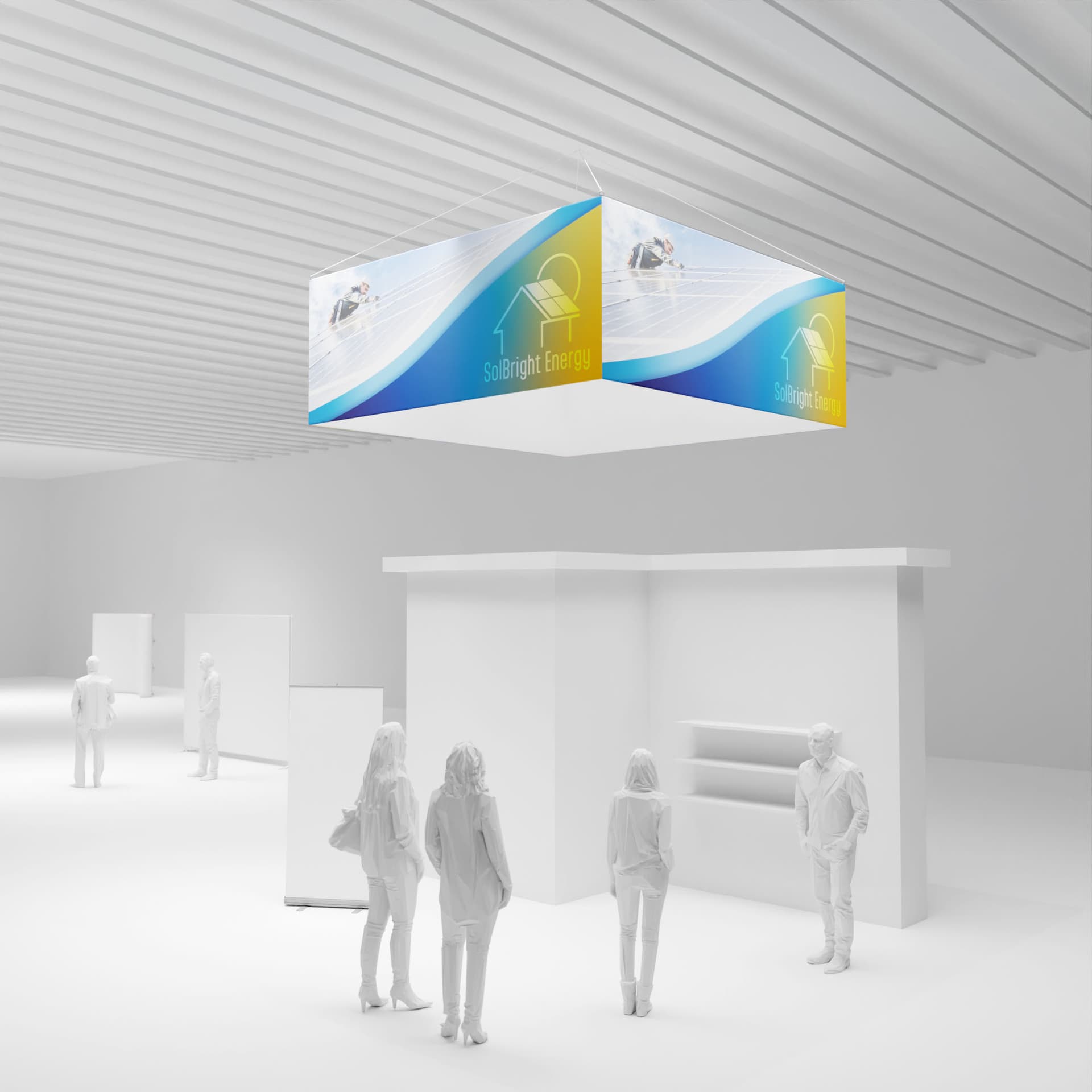 Hanging graphic with single sided graphics 