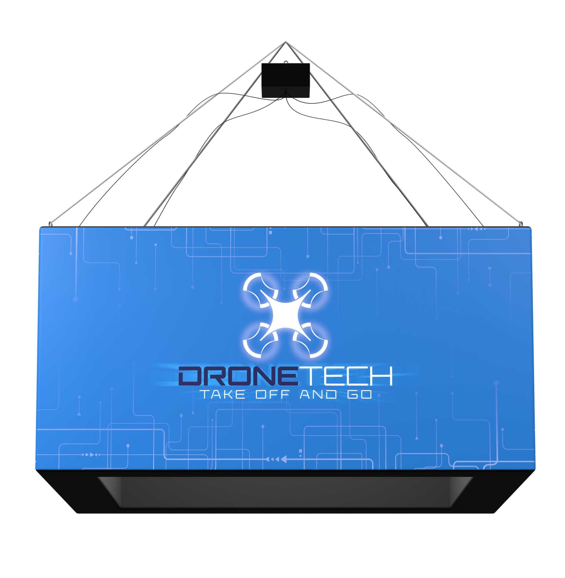 8' overhead hanging cube light box sign with four sided printing 