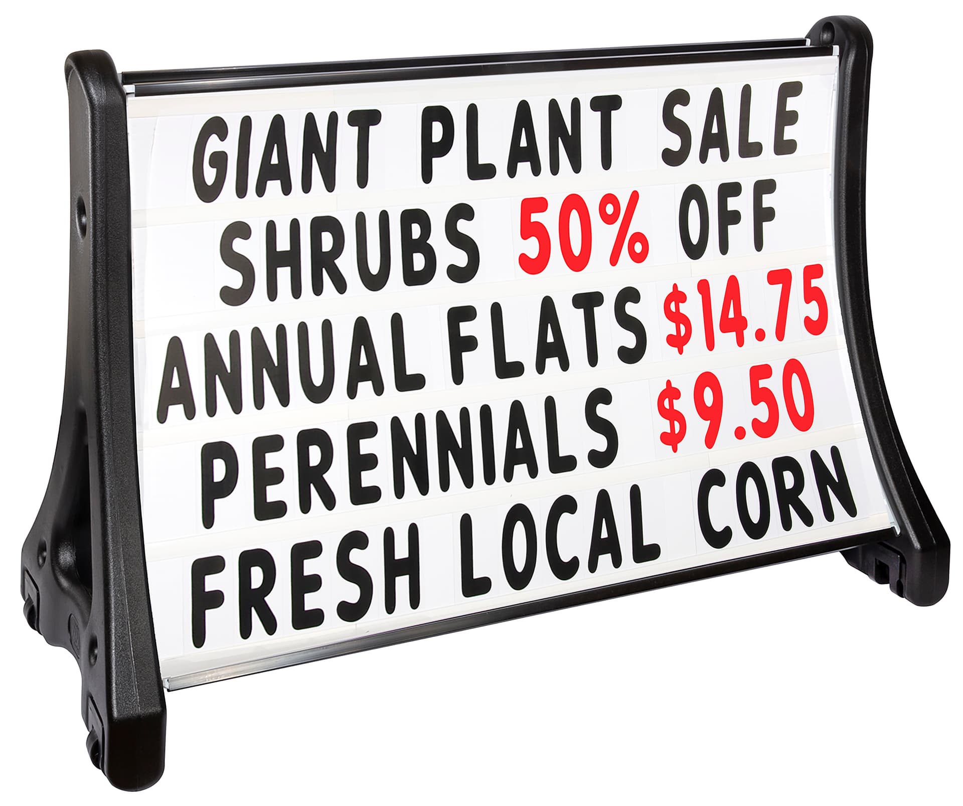 48 x 36 outdoor changeable letter sign with five rows of messaging on both sides