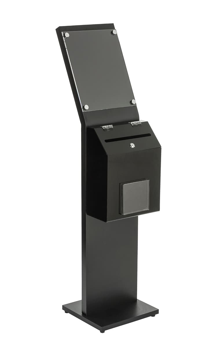 Black Charity Collection Box with Front Pocket