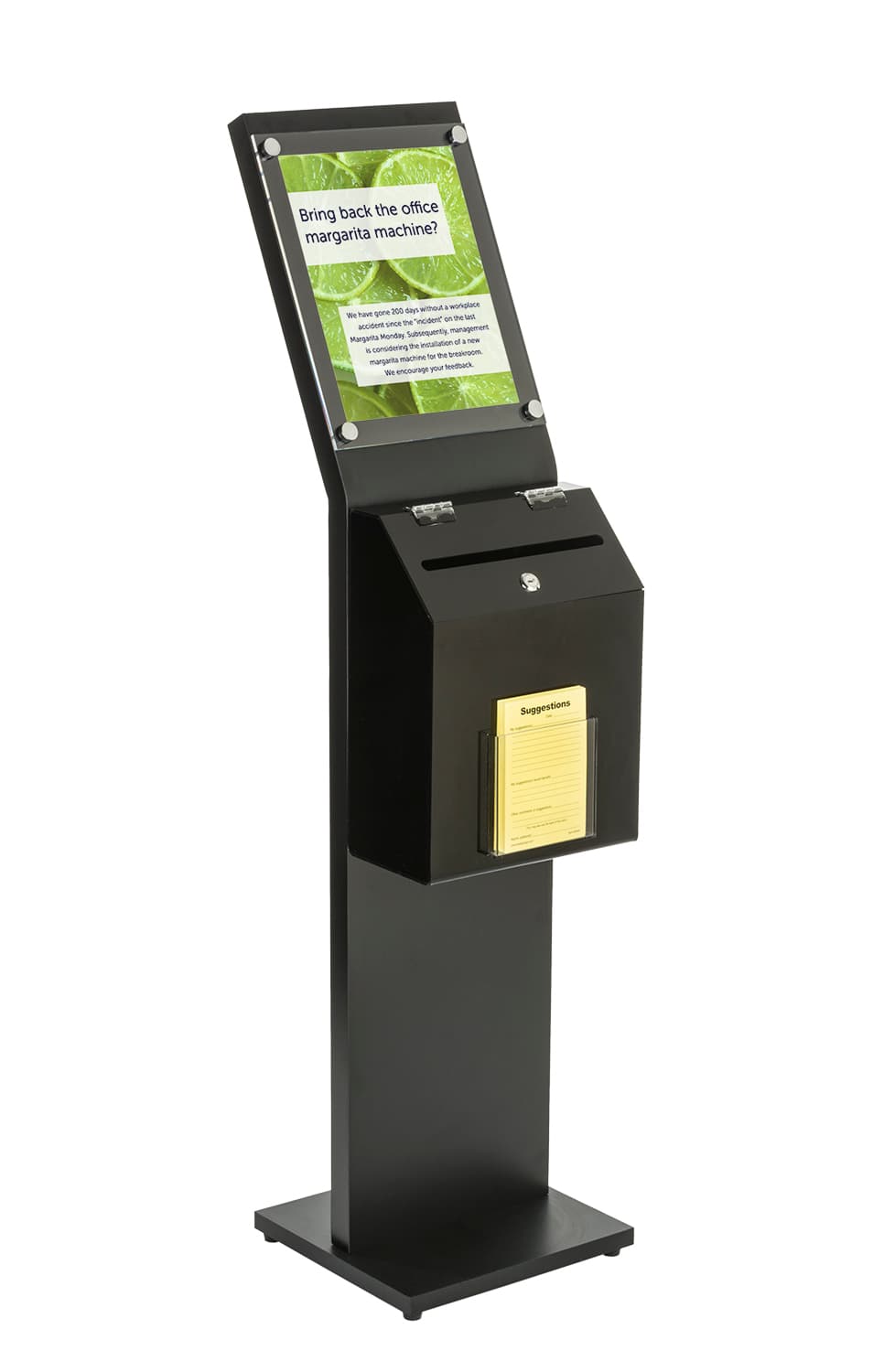 Black Charity Collection Box with Locking Lid