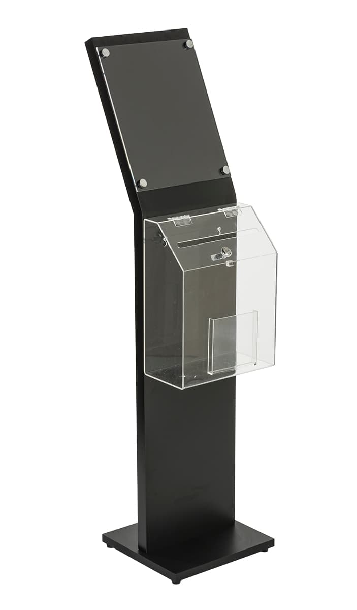 Lockable Black Floor Standing Charity Box