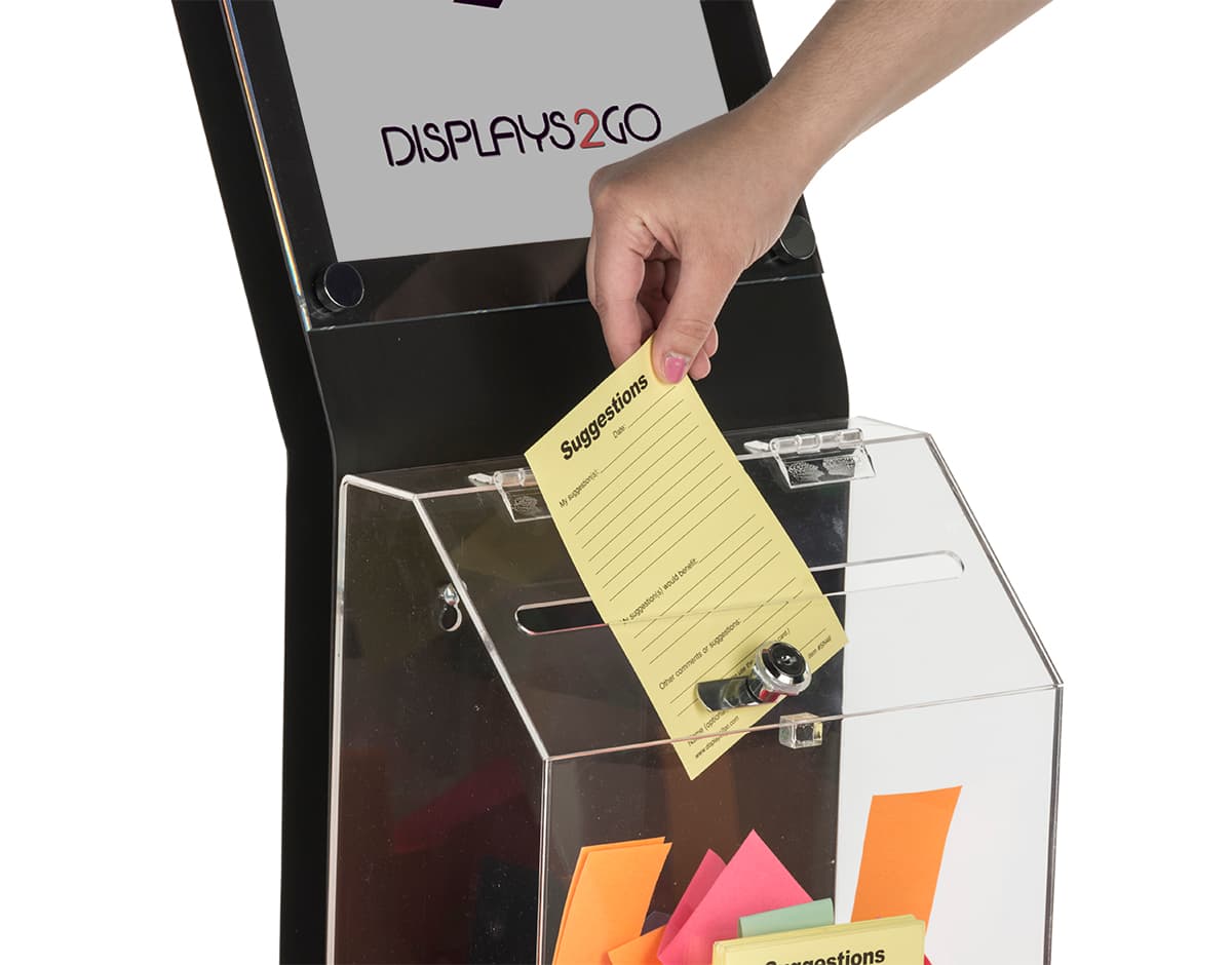 Black Floor Standing Charity Box with Square Base