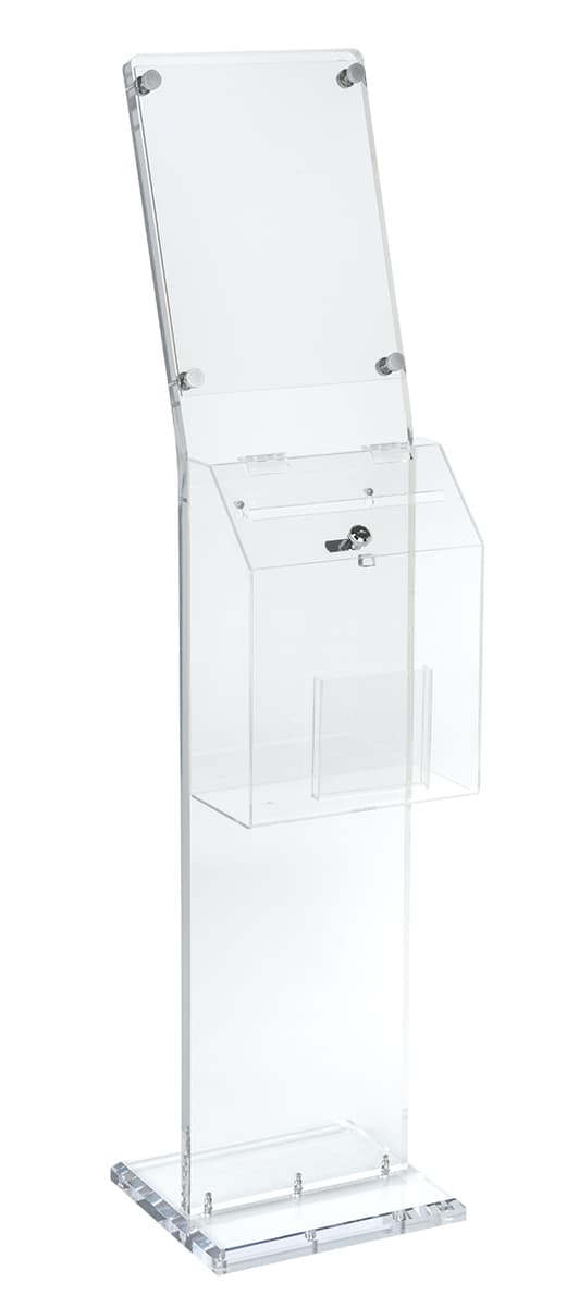 Clear Charity Collection Box with Lockable Lid