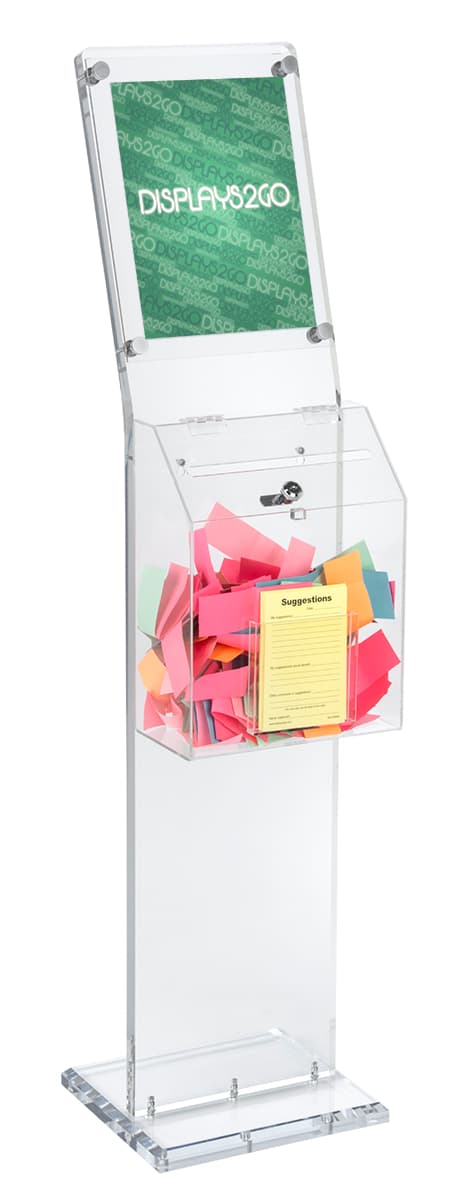 Clear Charity Collection Box with Acrylic Sign