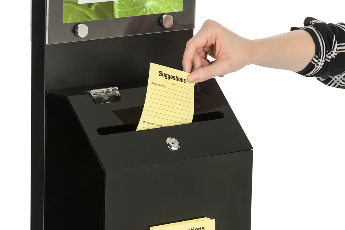 Black Literature Stand with Ballot Box and Locking Lid