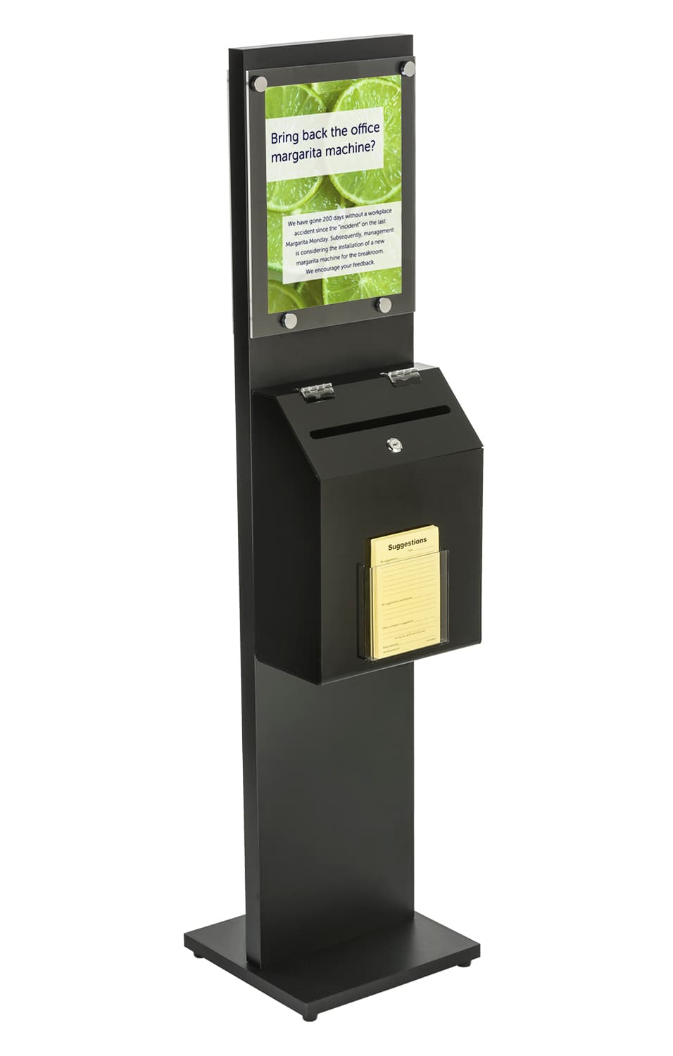 Black Literature Stand with Ballot Box and Front Pocket