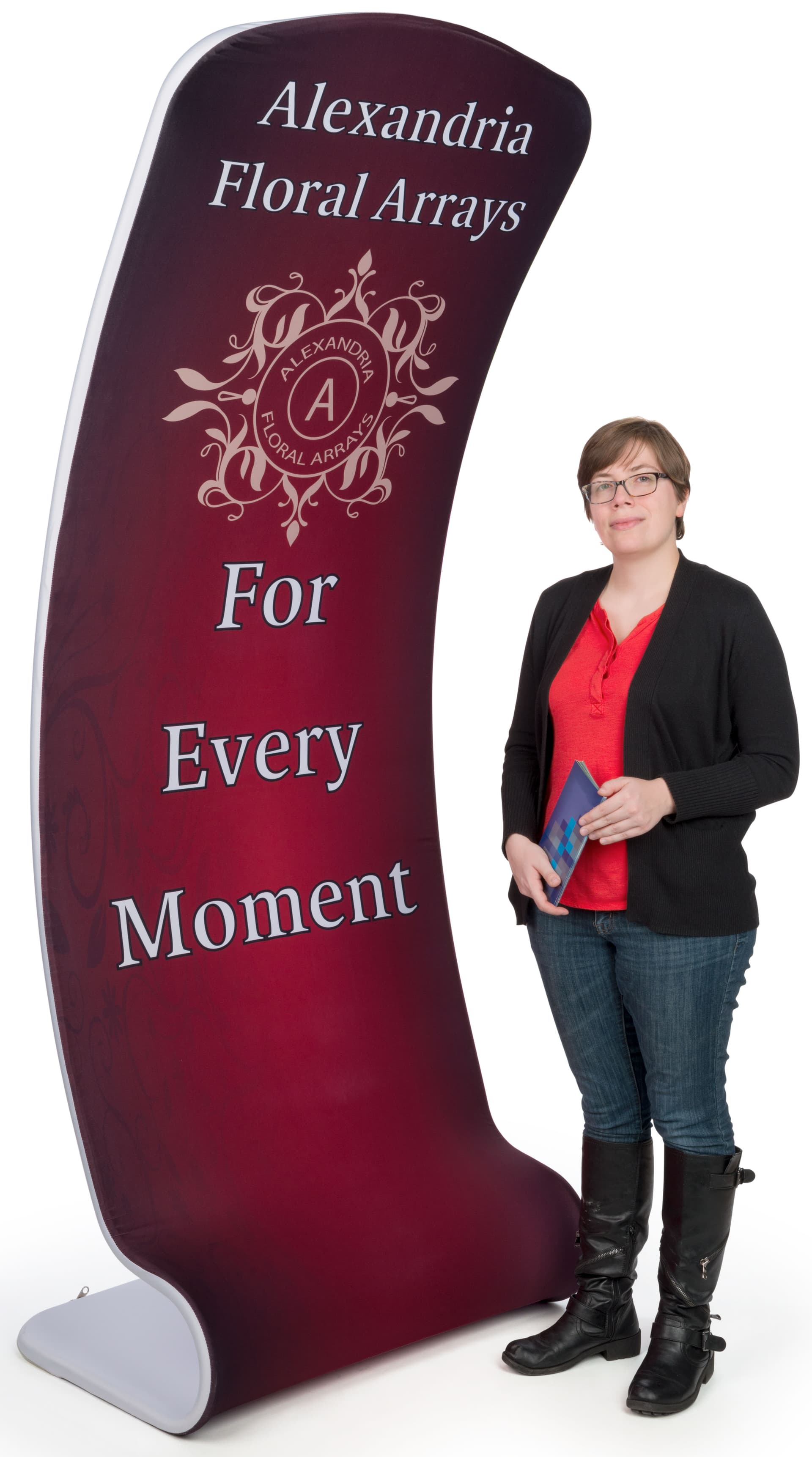 Silver Narrow Curved Fabric Display