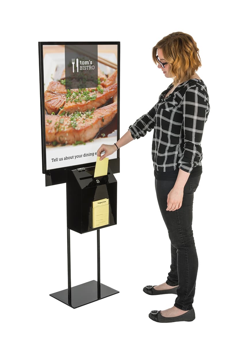 Black Sign Stand with Lead Box and Front Pocket