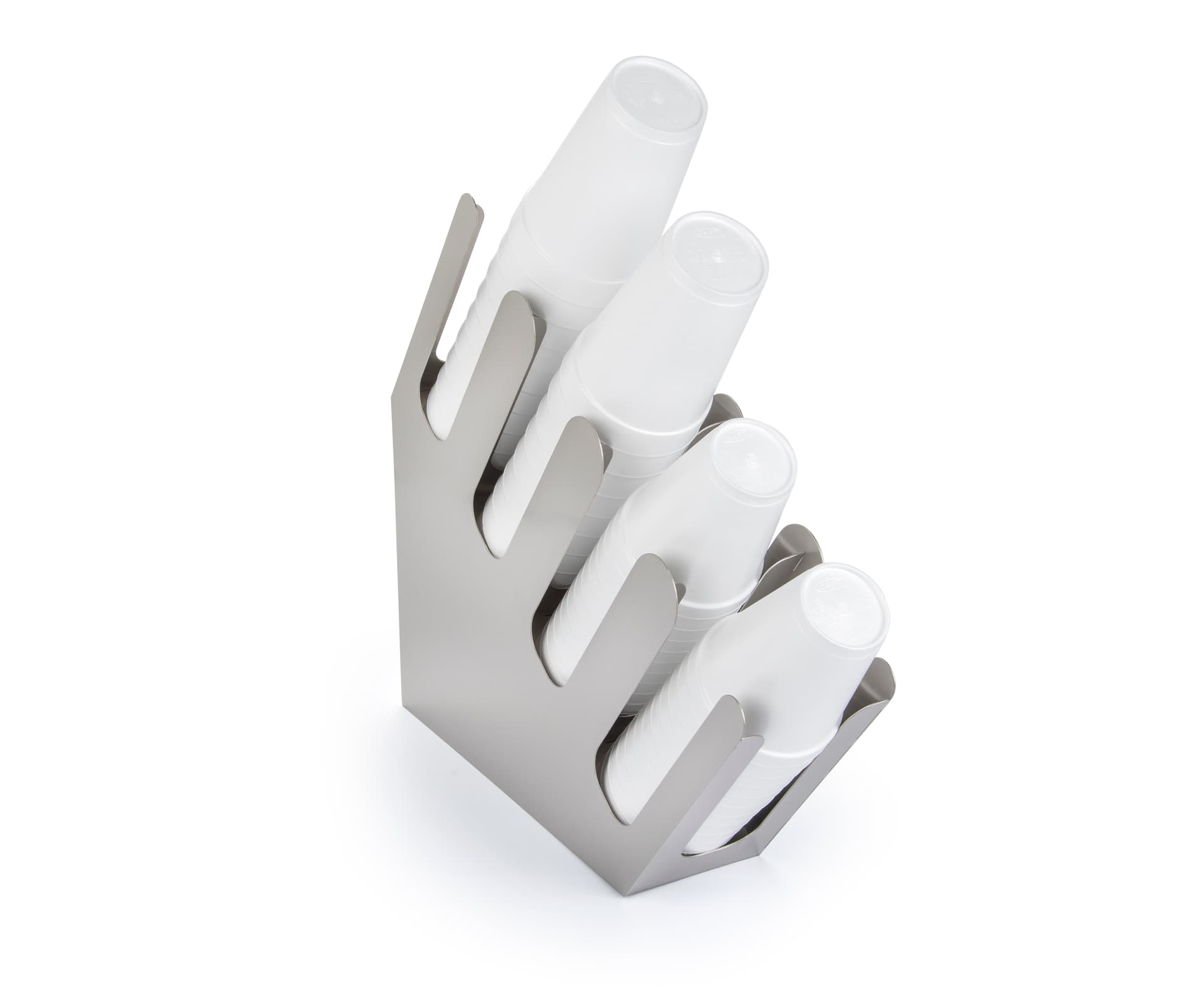 Coffee cup dispenser with side cutouts