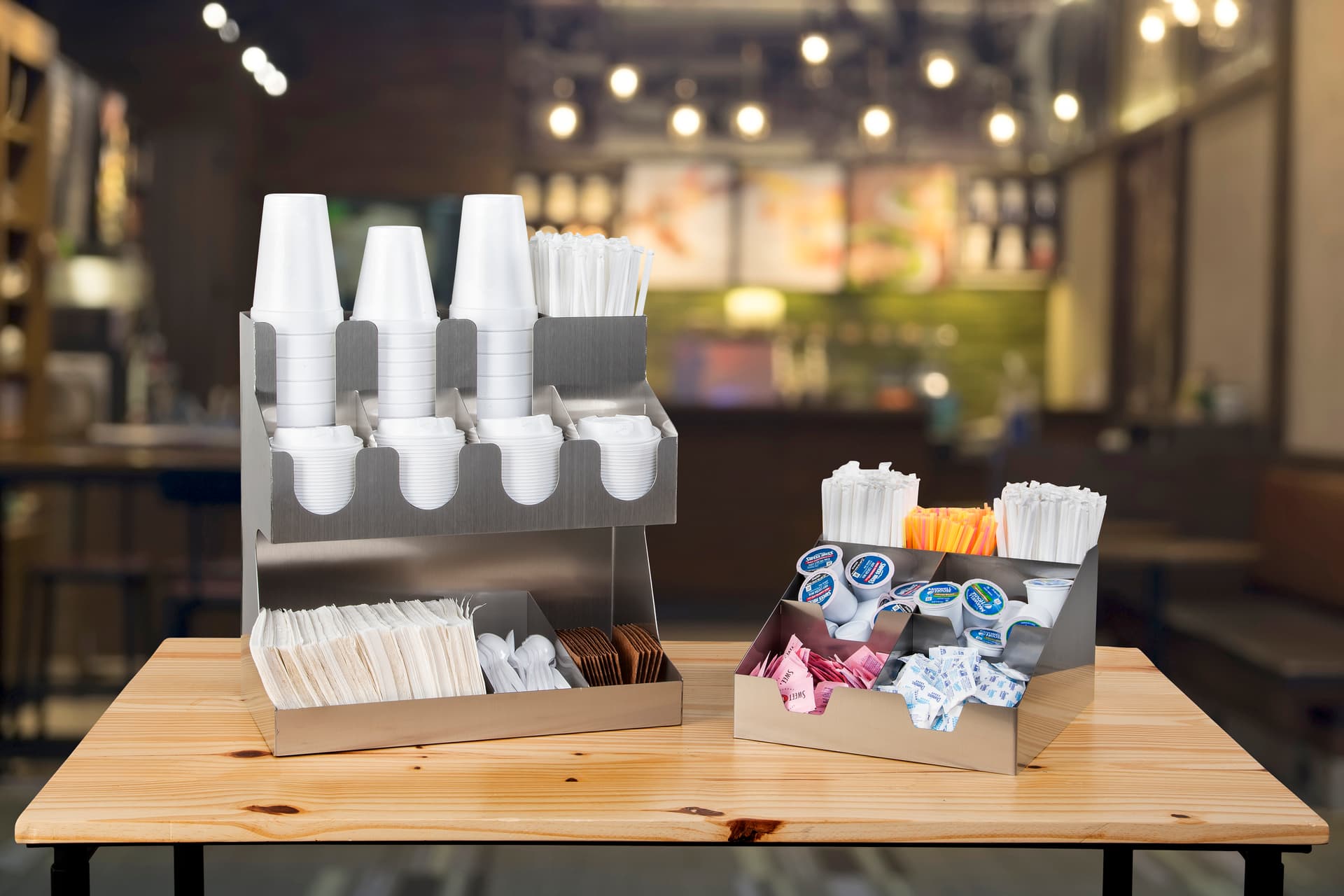 Coffee Condiment Tray | Stainless Steel Multi-Tiered Organizer ...