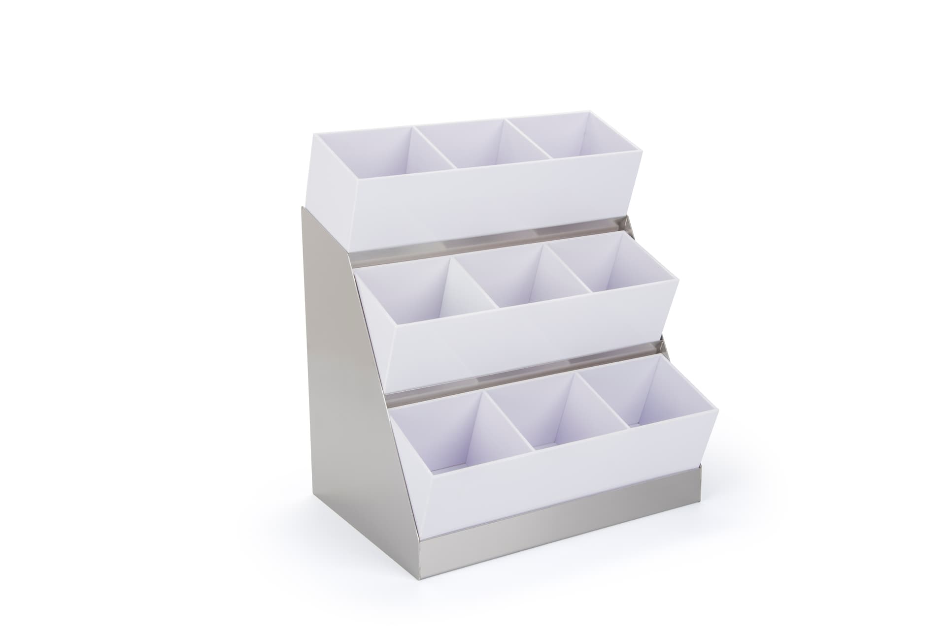 Three tier coffee bar condiment dispenser