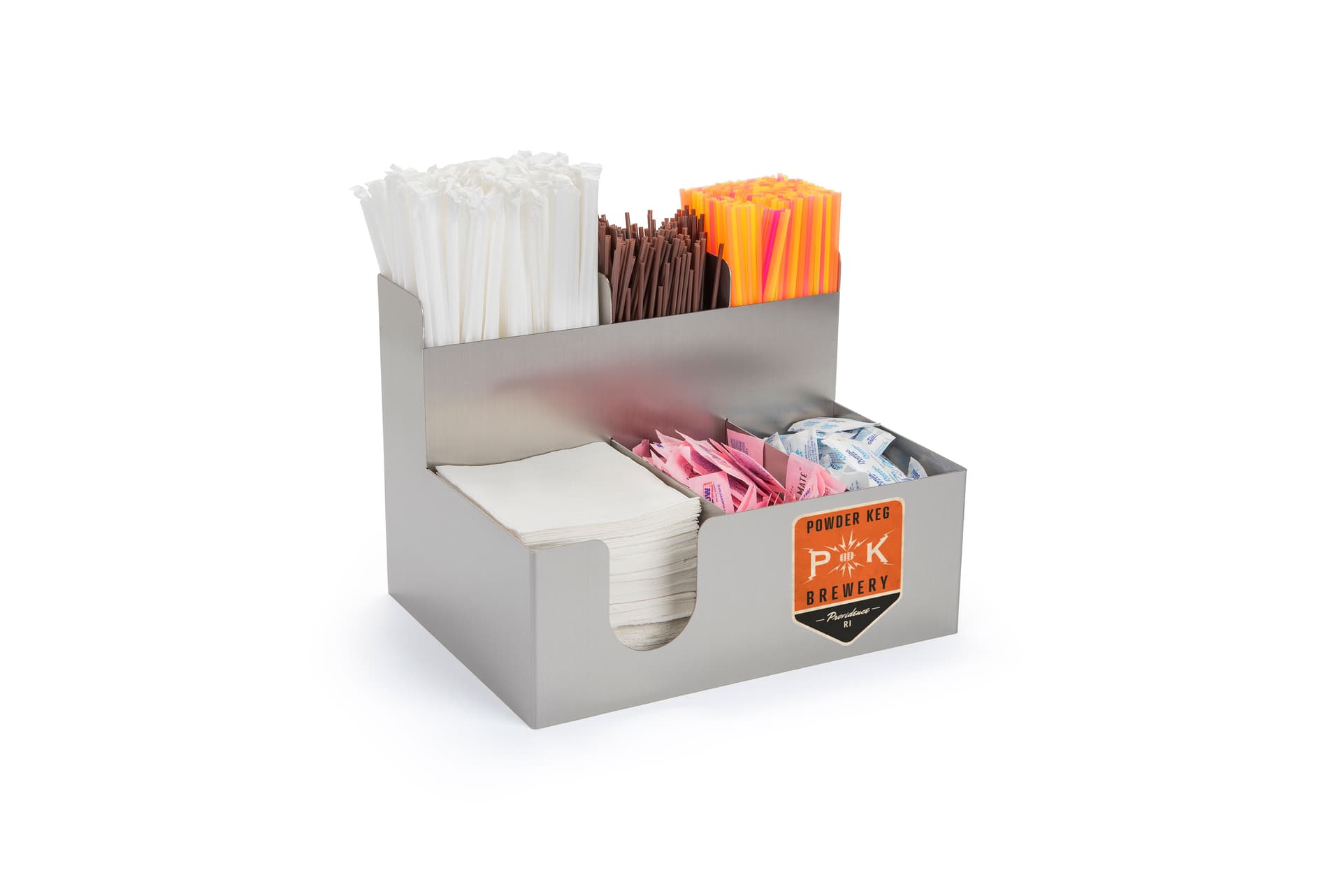 Stainless Steel multi tier restaurant condiment holder with five compartments