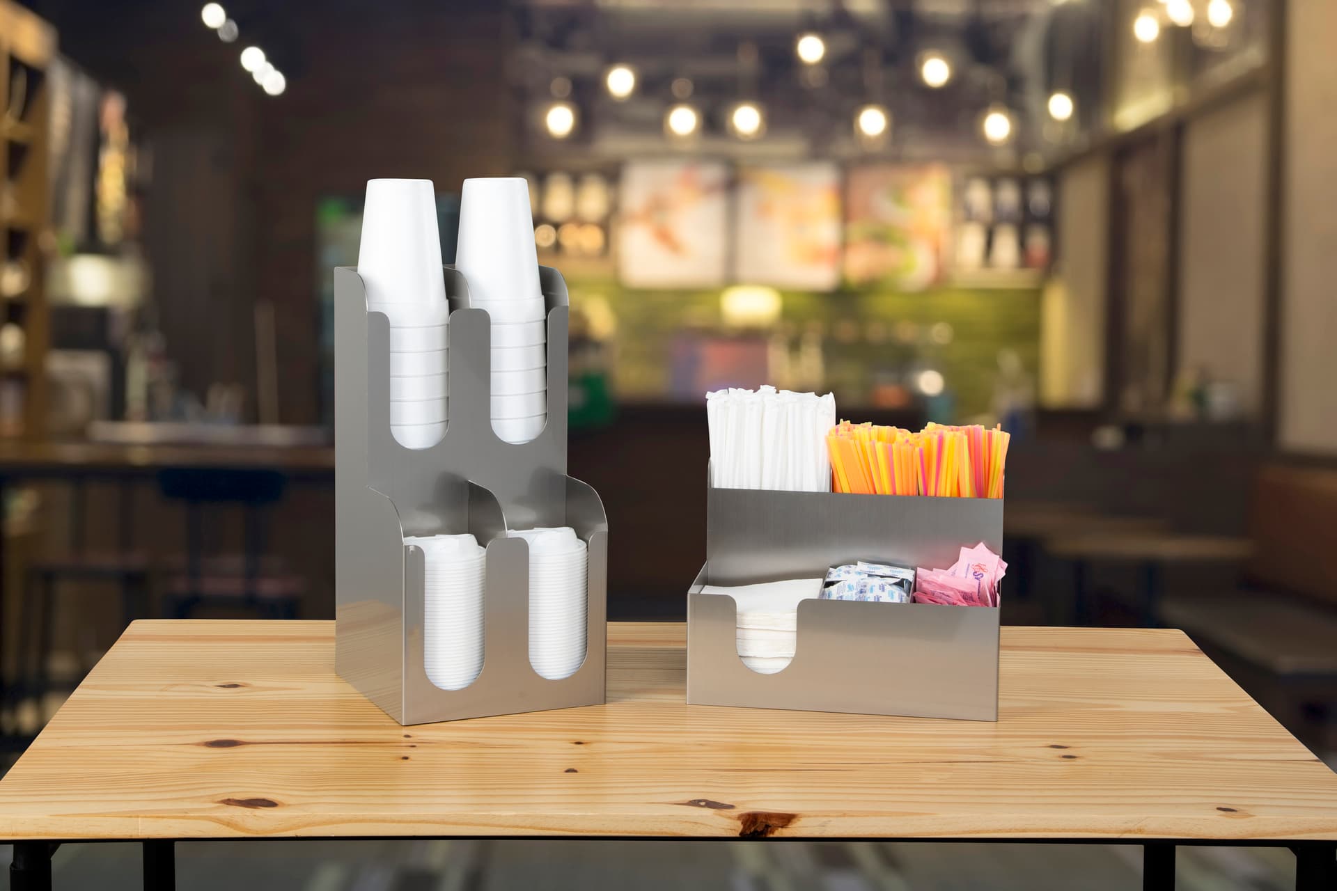 Beverage station organizer for coffee shops