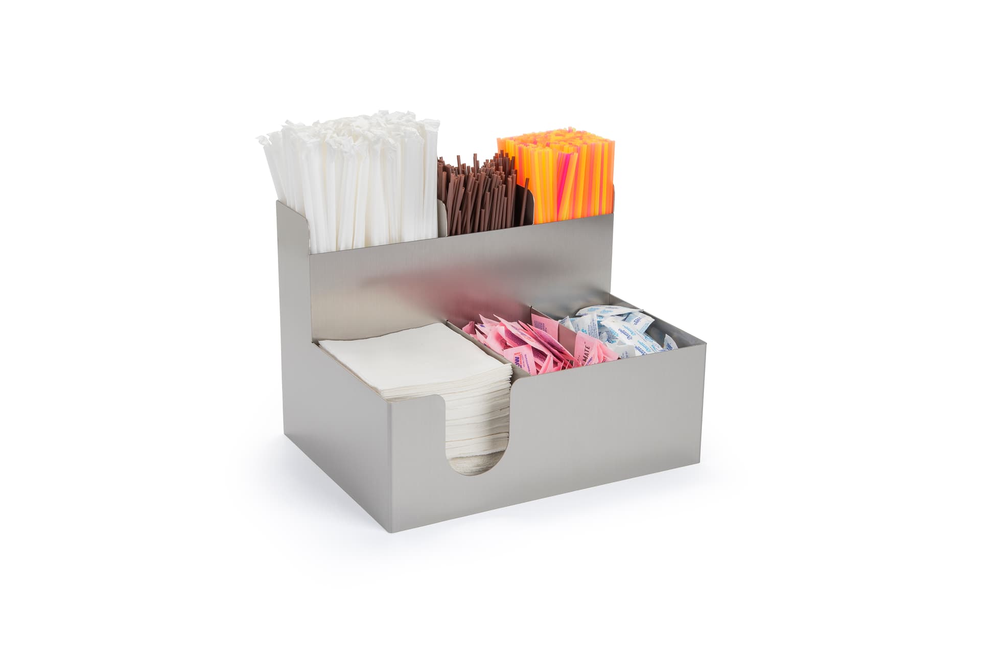 Beverage station organizer with 6 multi-sized compartments