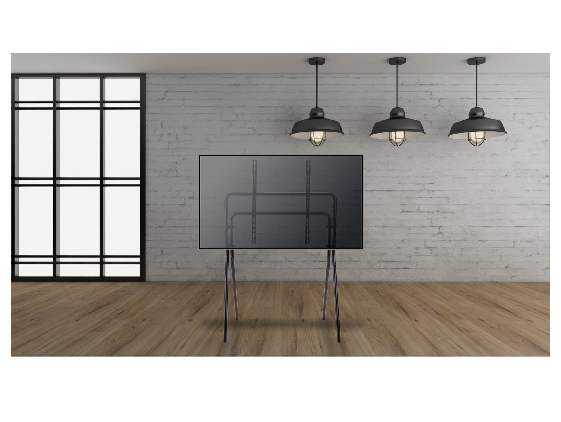 Steel artistic studio TV floor stand with 4 legs