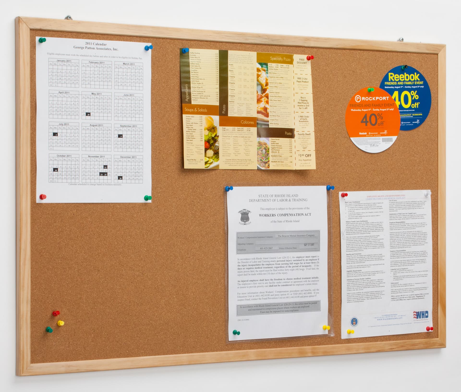 36" x 24" Pine Frame Pin Board - Cork Surface | Displays2Go