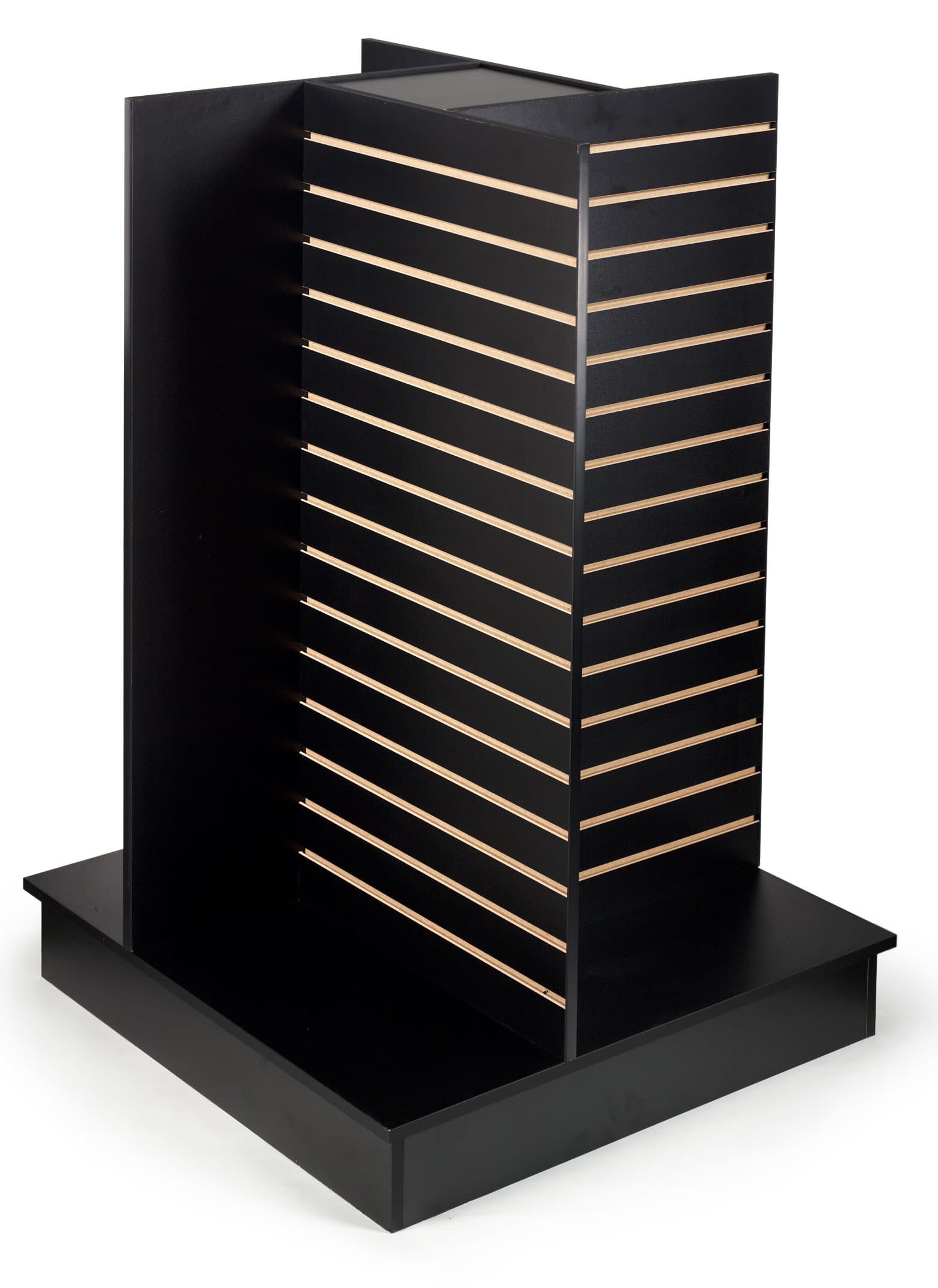 4-way slatwall merchandising display for retail merchandising