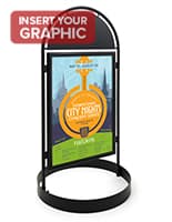 Pavement sign with header and black powder coated frame