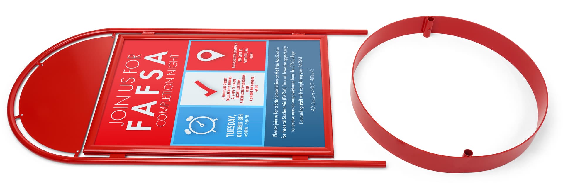 Pavement sign with header and minimal assembly required 