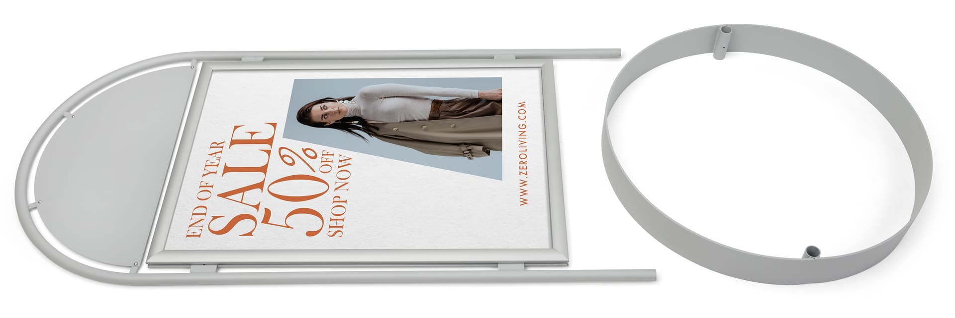 Pavement sign with header and knockdown design 