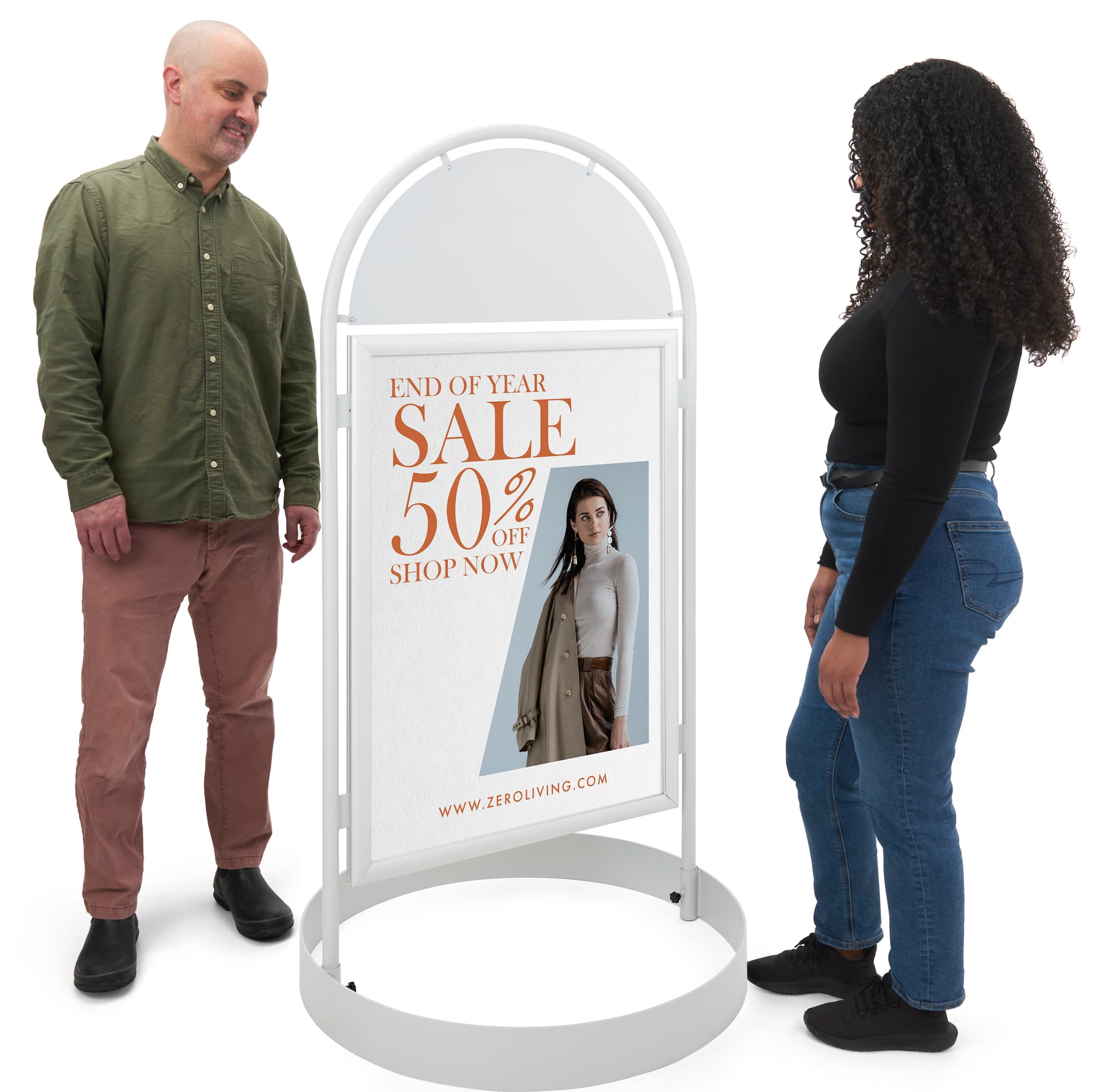 Pavement sign with header and double-sided 24x36 signage areas 