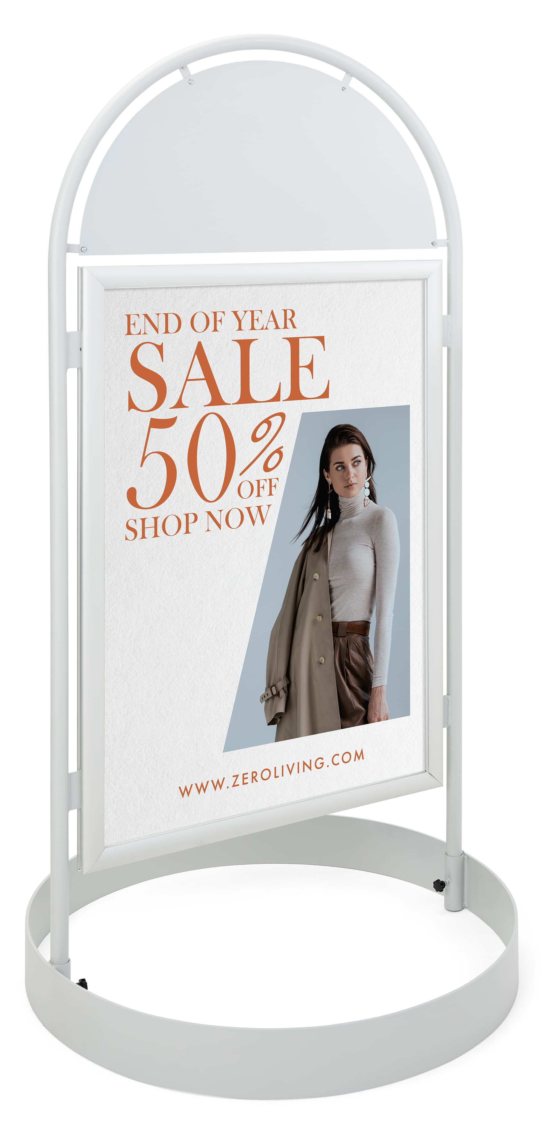 Pavement sign with header and overall size of 30 inches wide by 62 inches tall  