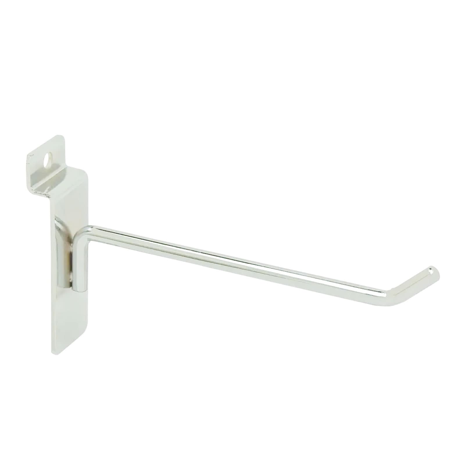 Slatwall hooks feature bright chrome finish