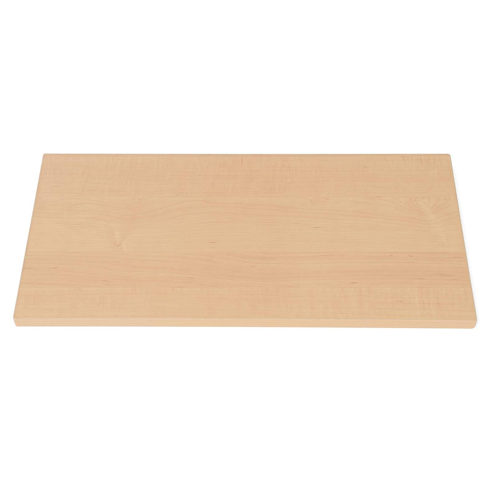 Slatwall shelves with maple melamine wood-grain finish