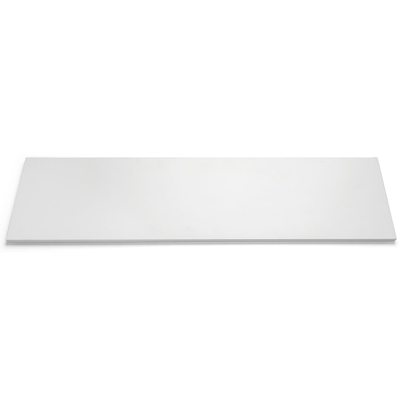 Slat wall shelf with white melamine finish