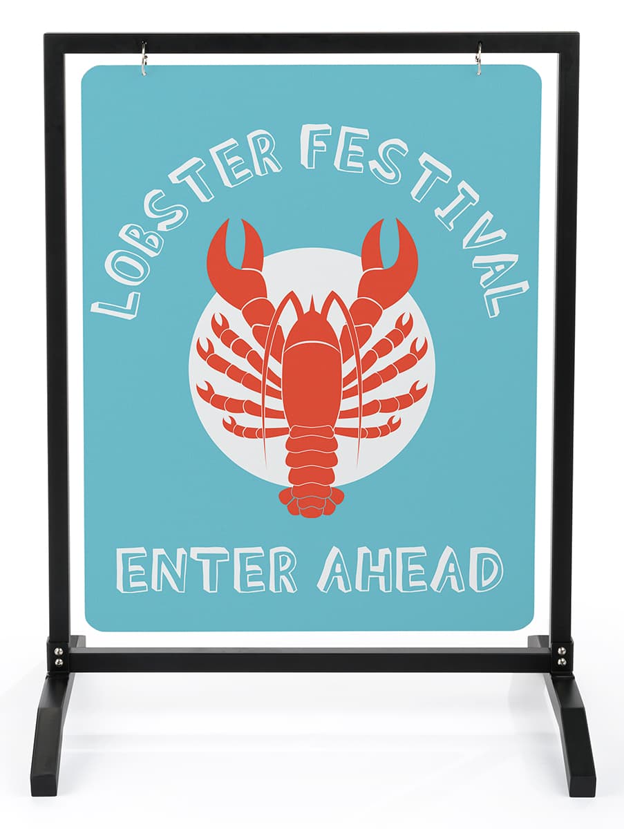 22x28 black metal sidewalk sign holder for panel