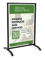 T-Base 24x36 custom swinging black sidewalk hang sign