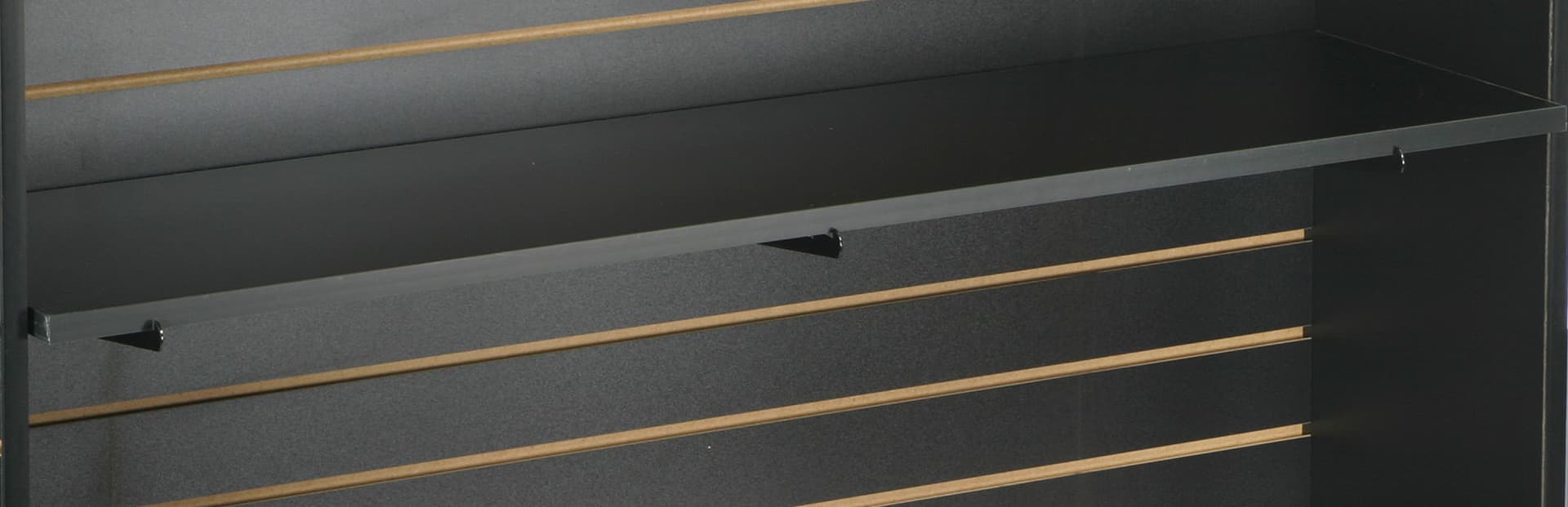 Black slat wall shelf