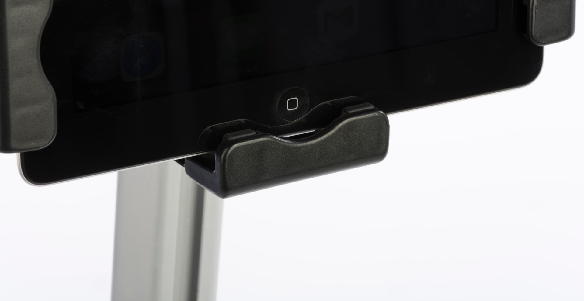 Rolling iPad stand with home button access
