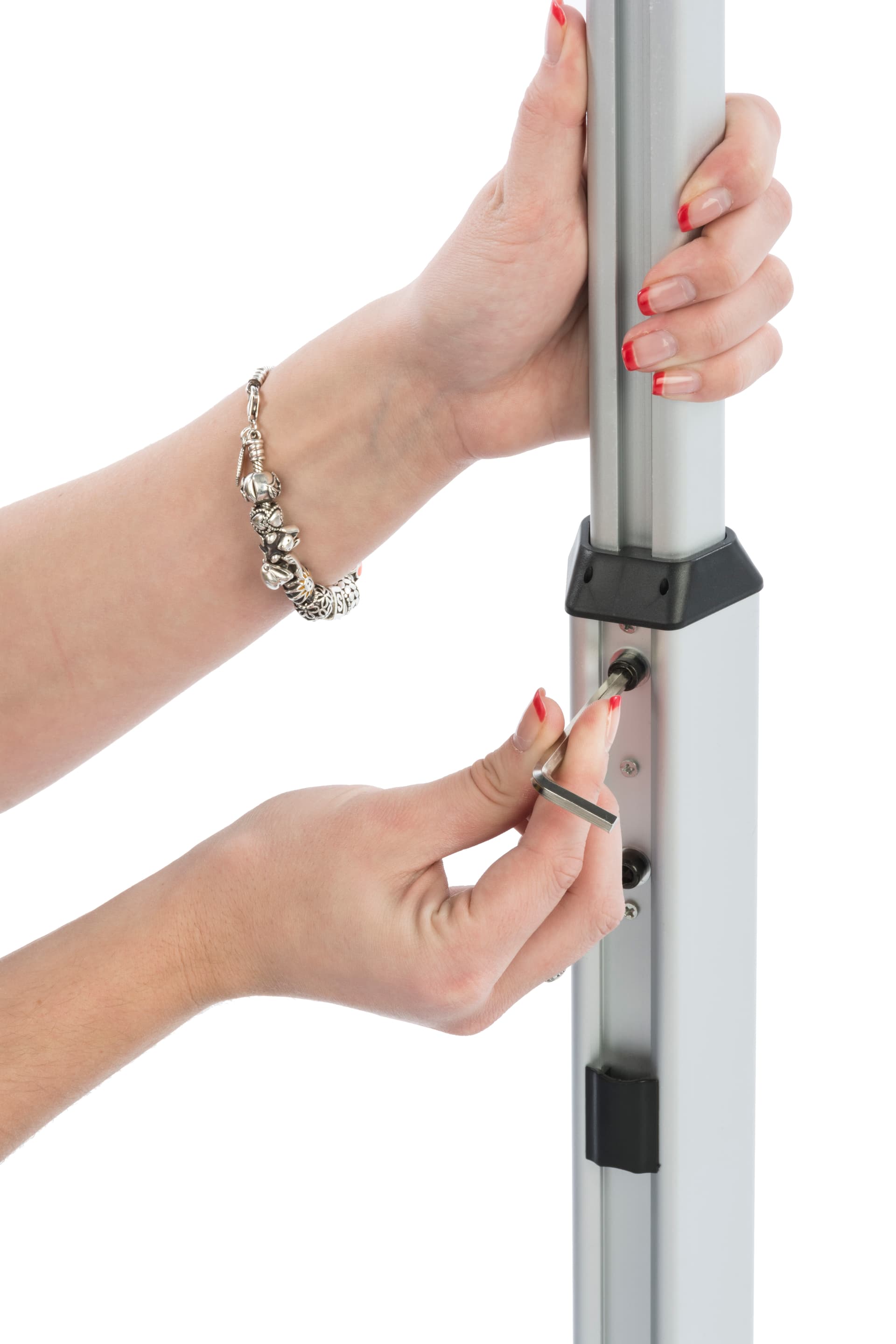 Rolling iPad stand with adjustable locking height