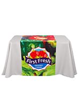 Custom table runners with full-color printing for events and trade shows