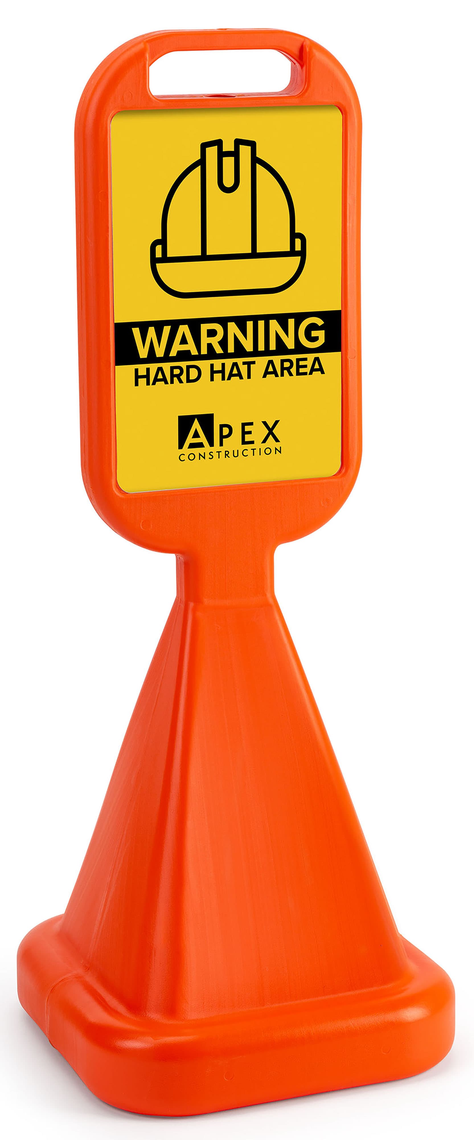 Traffic cone sidewalk sign with weather resistant design