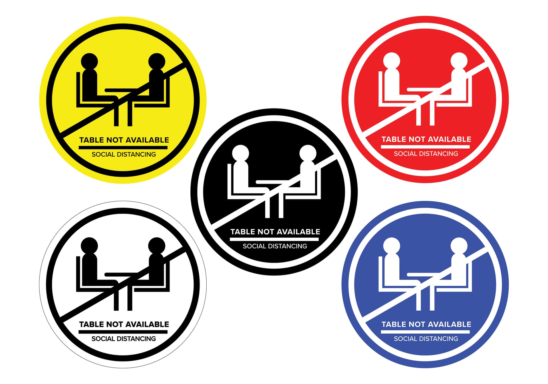 Social distance table markers with anti-skid design
