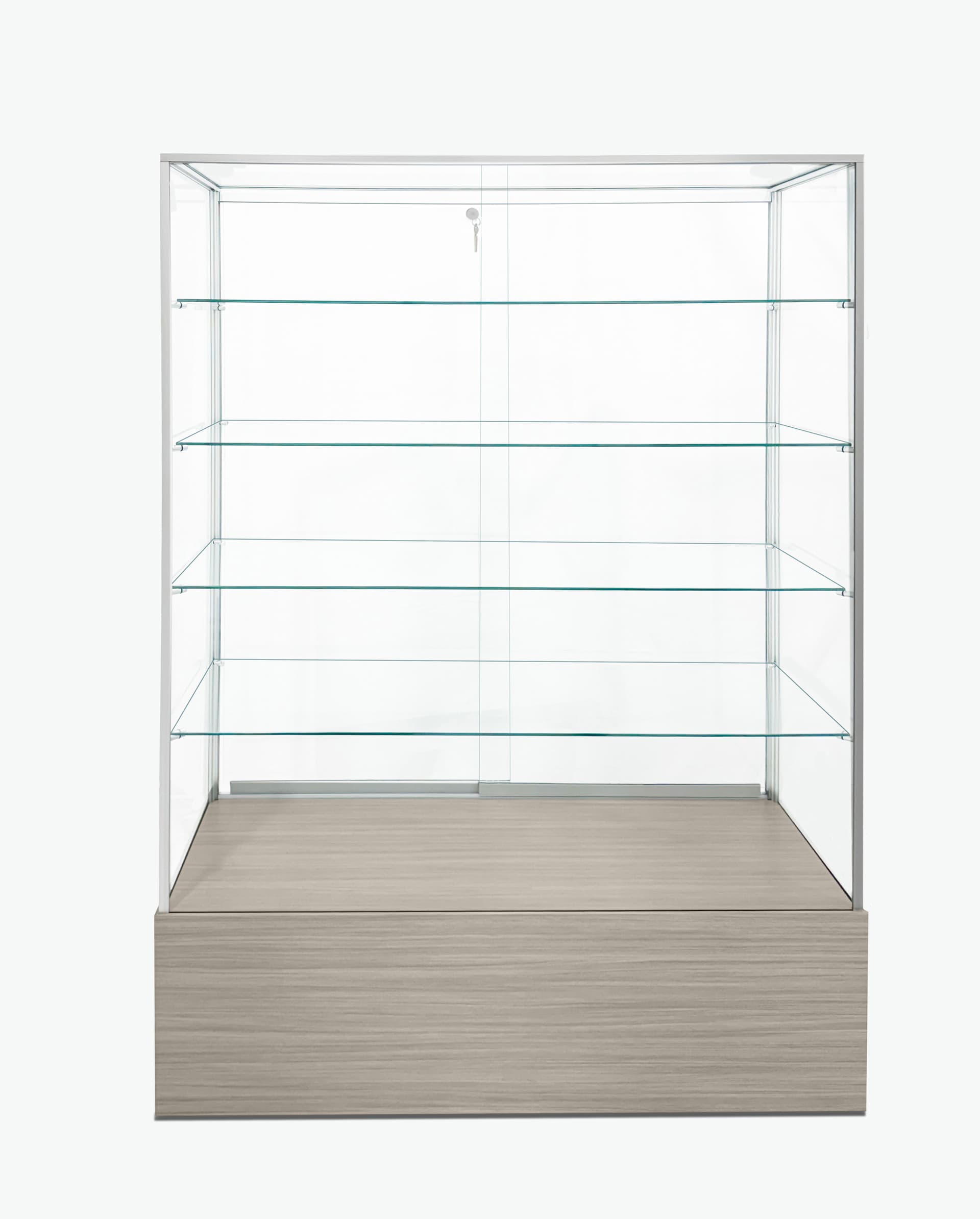 Retail glass display cabinet with lock