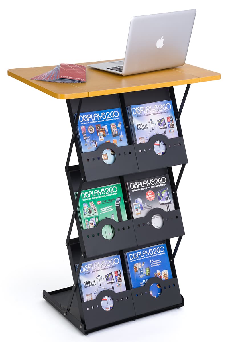 Folding Magazine Rack with Tabletop and 6 Pockets