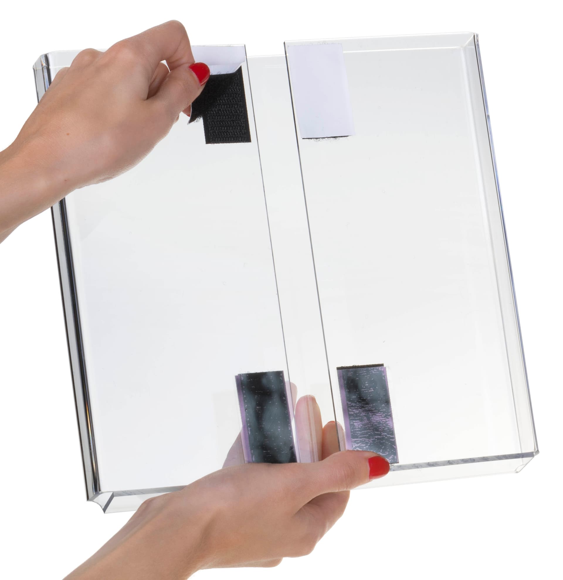 Brochure Holder with 4 Hook and Loop Strips