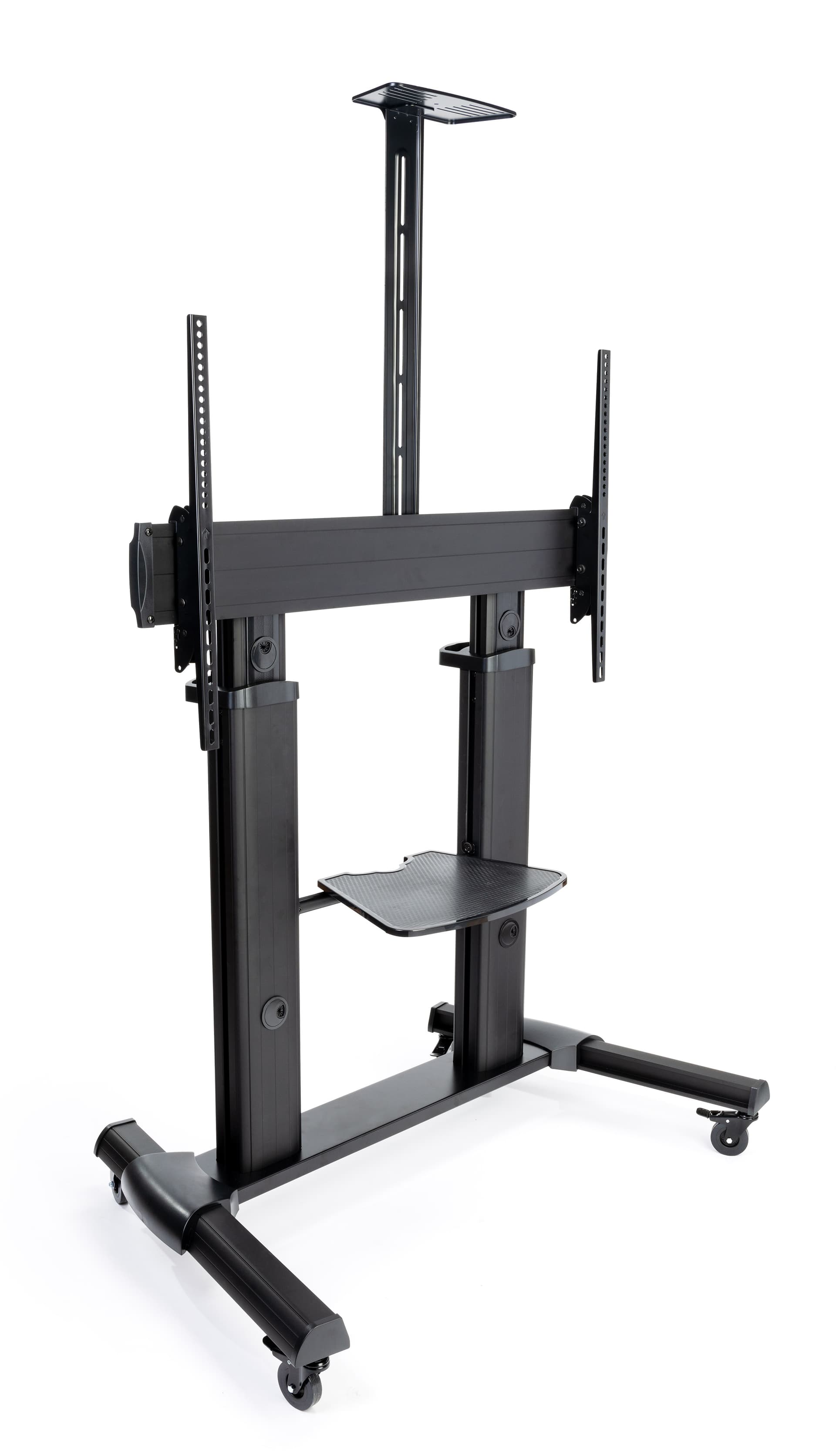 Heavy duty rolling TV stand with adjustable height