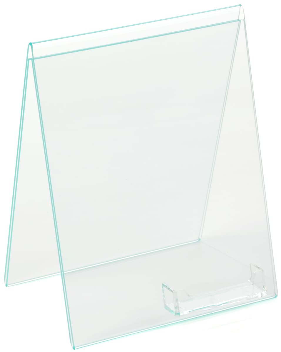 Bent Acrylic Sign Holder with Business Card Pocket