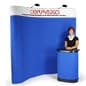8' Curved Pop Up Display w/ Custom Header, 2 Spotlights & Portable Counter - Blue