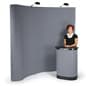 8' Curved Pop Up Display w/ Hook-and-Loop Fabric, Counter & 2 Spotlights - Gray