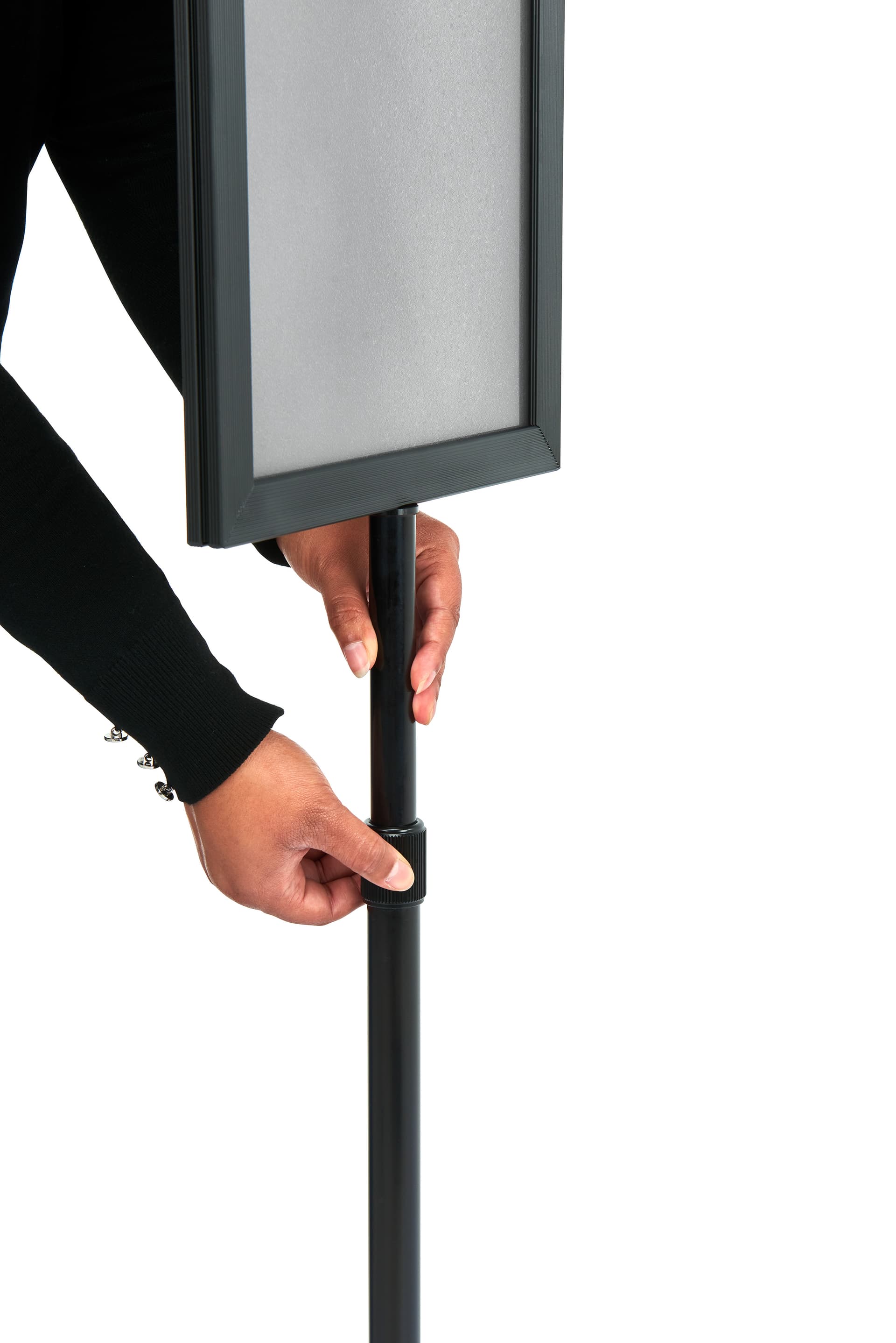 Sign displays with telescoping pole